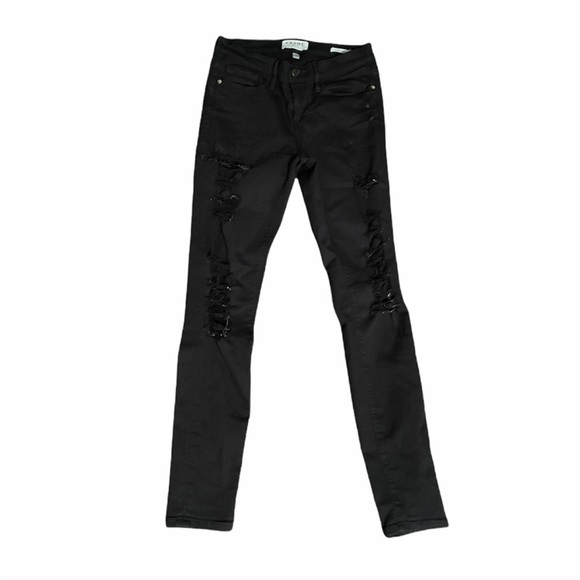 Frame Distressed ripped neutral black wash denim skinny jeans size 26 - Picture 2 of 13